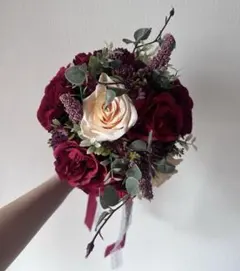 ウェディングブーケ　ブートニア　赤