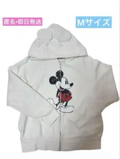 公式　ディズニー　ミッキー　パーカー　Mサイズ　白　耳付き　匿名　即日発送