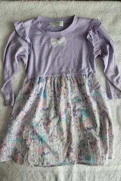 エコネコ 薄紫色フリル付きユニコーン柄ワンピース