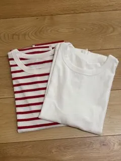 無印良品　キッズ　太番手クルーネック五分袖Ｔシャツ　2枚セットのサムネイル