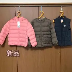 【新品】ユニクロ　ライトウォームパデットパーカ　【中古】ダウン70％　120