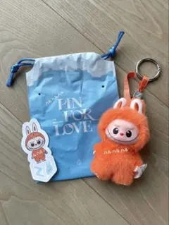 ②【Z オレンジ】ラブブ POPMART PIN FOR LOVE イニシャル