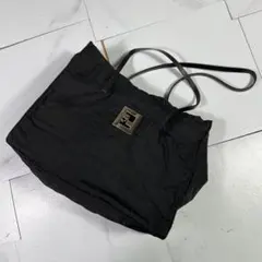 FENDI フェンディ ショルダー トートバッグ ズッカ ナイロン レザー 黒
