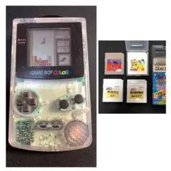 ニンテンドー ゲームボーイカラー クリア/レンズ交換済み/ソフト4本付き