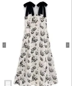 GRL リボンショルダー花柄フレアワンピース