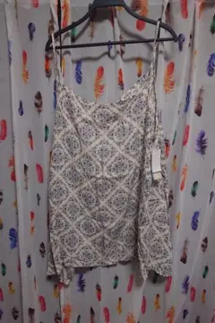 新品☆タグ付き/キャミソールトップス青×白カップ無し大きめ4Lサイズ重ね着お洒落