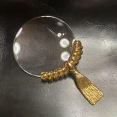 激レア商品　高級品　金色数珠模様　円形拡大鏡　12.5×7.5cm 専用箱付