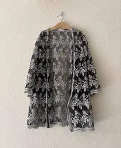 ヴィンテージ used古着レース刺繍シアーカーディガン 五分袖　vintageのサムネイル