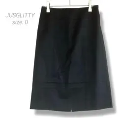 【ジャスグリッティー】✨良品✨膝丈タイトスカート 0 黒 スリット入 裏地有