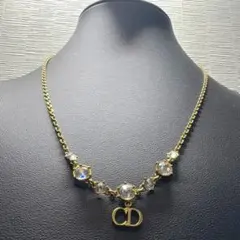 極美品/現行✨ディオール ネックレス ラインストーン CDロゴ ゴールド