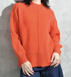 INTERPLANET ワイドリブハイネックプルオーバー オレンジ　赤