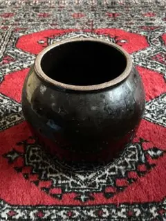 【八福】　李朝　ベタ底　珍品　算盤環型　塩壺　朝鮮美術　本歌　古美術　韓国 八福】 李朝 ベタ底 珍品 算盤環型 塩壺 朝鮮美術 本歌 古美術 韓国