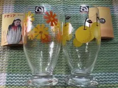 アデリアレトロ （アリス・梨柄）台付ガラスコップ 2点セット