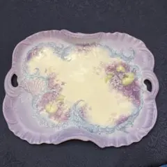 花柄 取っ手付き皿 薄紫　ヴィンテージ