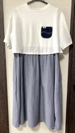 Lee マタニティ 半袖ワンピース ストライプ柄 ポケット付き Mサイズのサムネイル