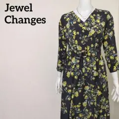 ジュエルチェンジズ フラワープリント カシュクール ベルトワンピース