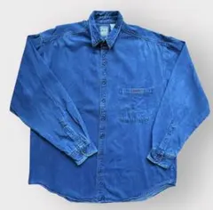90s GAP オールドギャップ デニム シャツ XL 刺繍デザイン 胸ポケット