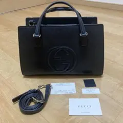 gucci ラージ ロゴ エンボス トートバック ハンドバッグ 限定品 - メルカリ