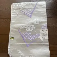 京袋帯 白色と紫色のデザイン