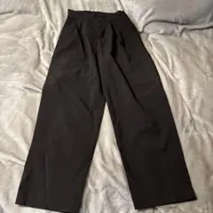 黒 ワイドパンツ ゴムウエスト