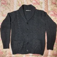 UNIQLO ショールカラー　 ケーブルニットカーディガン　 L　ダークグレー