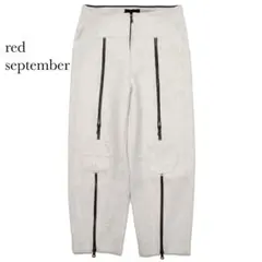 2000s red september front zip wool pant