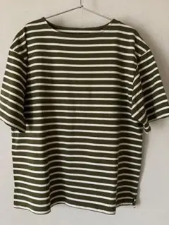 ボーダーTシャツ グリーン×ホワイト Sサイズ