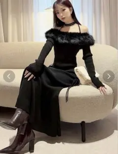 【当日発送】RESEXXY フェイクファートリムニットワンピース