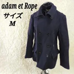 アダムエロペ【M】ピーコート ロングコート アウター ネイビー ボタン留め