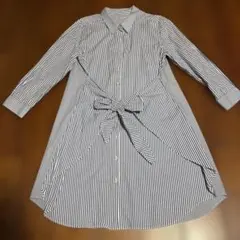 オットー　ストライプ柄長袖シャツワンピース