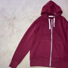 ★ナチュラルワークス ジップ アップパーカー L 赤系 無地 スウェット