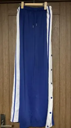 サイドスナップボタン ワイドパンツ ブルー