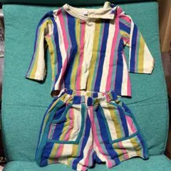 マーキーズ MARKEY’S ストライプ柄 トップスとショートパンツセット 90