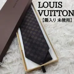 美品 ルイヴィトン ネクタイ 金 ダミエ ロゴ シルクジャガード 派手