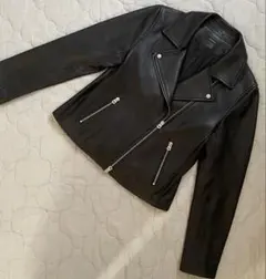 極美品　ジーナシス　ダブル　レザージャケット　黒　ライダース