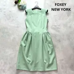 極美品✨フォクシー サマーニットドレス ワンピース リボン Aライン