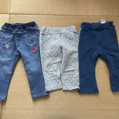 ベビー服 3点セット パンツ デニム グレー ネイビー
