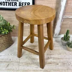 訳あり品！北欧カントリー調パイン材無垢木製丸スツールナチュラル