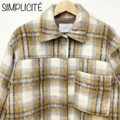 【SIMPLICITE】モヘアライクジャケット　コート　チェック　イエロー