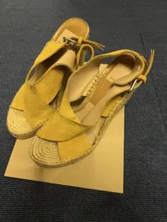 イエロー スエード ウェッジソール ハイヒール　サンダル 22.5cm