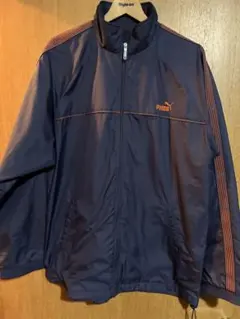 【90s/JASPO O】PUMA ナイロンジャケット ネイビー×オレンジ