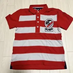 【TOMMY HILFIGER】　85ポロシャツ　赤/白　Mサイズ