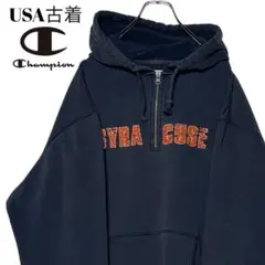 00sヴィンテージUSA古着チャンピオン カレッジパーカー フェード紺色XL