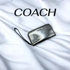 【未使用級】COACH 希少 シルバーメタリック コンパクトウォレット