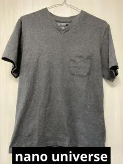 nano universe グレー Vネック Tシャツ