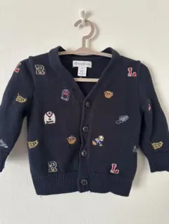 Ralph Lauren 赤黒チェック カーディガン 12M 暖かくておしゃれ 