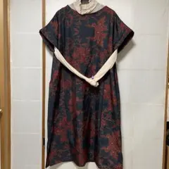 着物リメイクチュニック　大島紬リメイクチュニック