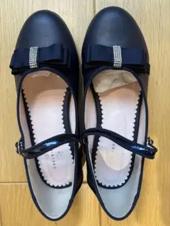 組曲ネイビー リボン付き フォーマルシューズ 22.0