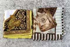 Versace ヒョウ柄 & Fendi バッグ柄 ハンカチセット