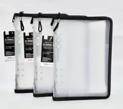 ダイソー A5 6リングファイル バインダー 内ポケット ブラック シール帳